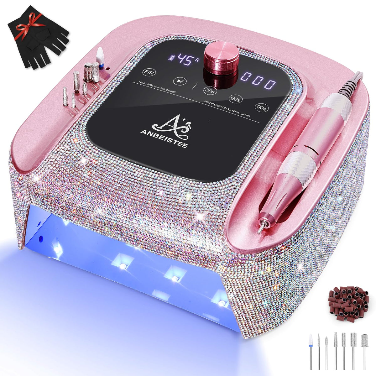 2-in-1 Nail Drill and UV LED Nail Lamp, Rechargeable 45000 RPM