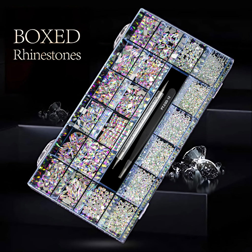 Yzzseven Flatback Glass Rhinestone Crystals for Nail Art and DIY Crafts