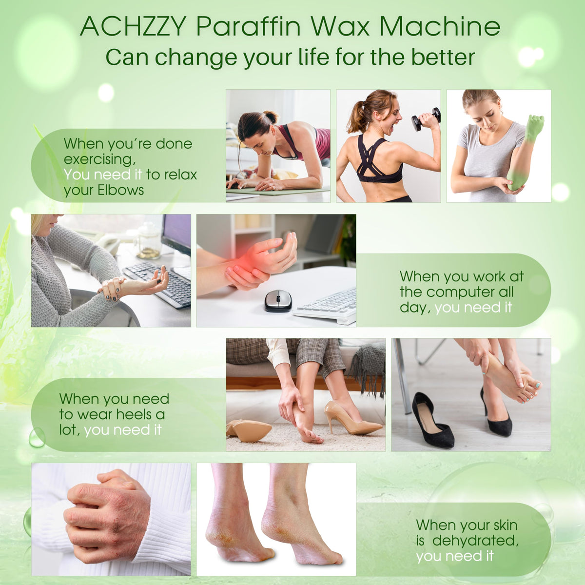 Achzzy Natural Aloe Scented Paraffin Wax Refills, 12-Pack