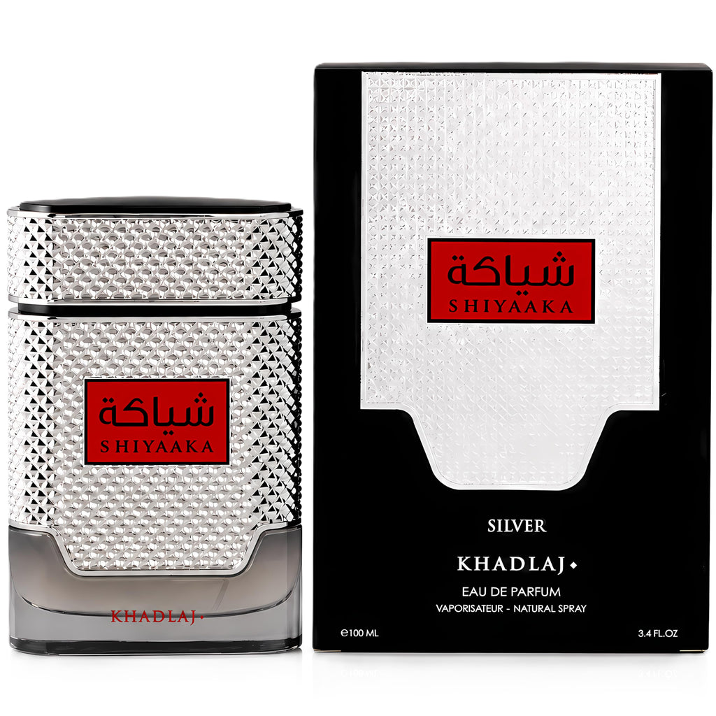 Khadlaj Shiyaaka Silver Eau de Parfum Spray for Men, 3.4 Fl Oz