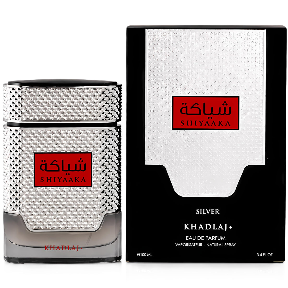 Khadlaj Shiyaaka Silver Eau de Parfum Spray for Men, 3.4 Fl Oz