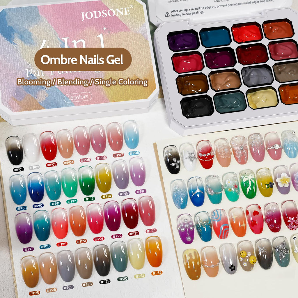 JODSONE Sponge Pat Painting Nail Gel Set, 32 Colors with Nail Art Tools