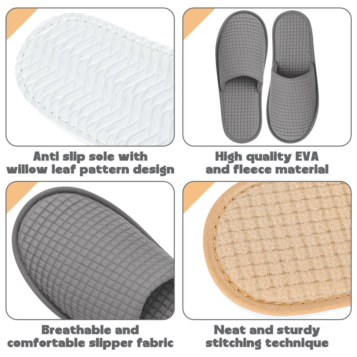 Vipay Disposable Guest Slippers, Washable Non-Slip Travel Slippers
