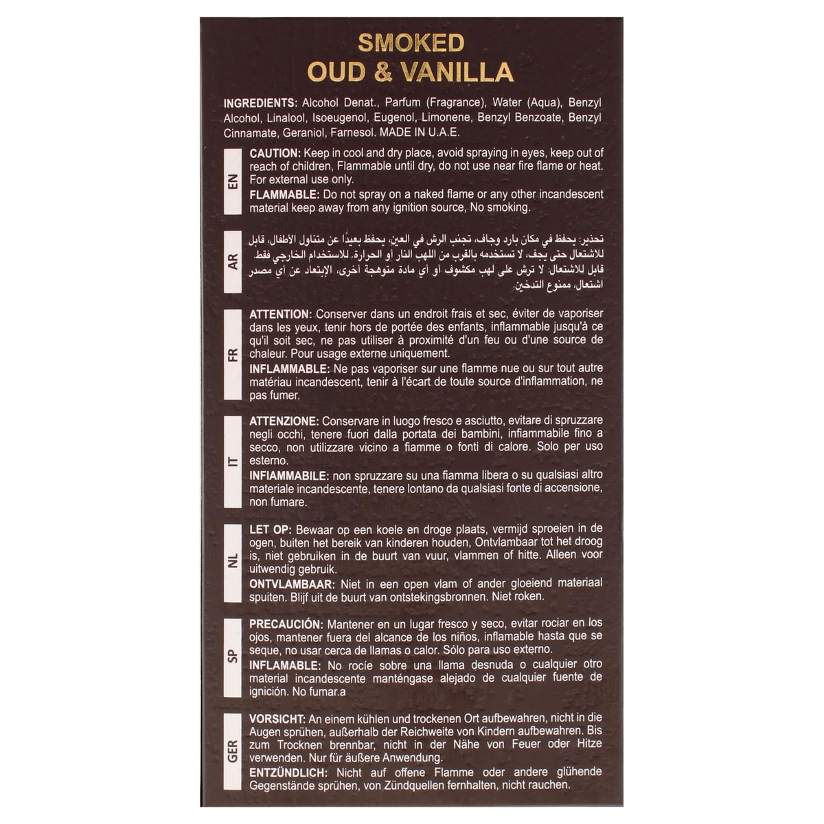 Maison Alhambra Smoked Oud and Vanilla Men's Eau de Parfum Spray, 3.4 oz