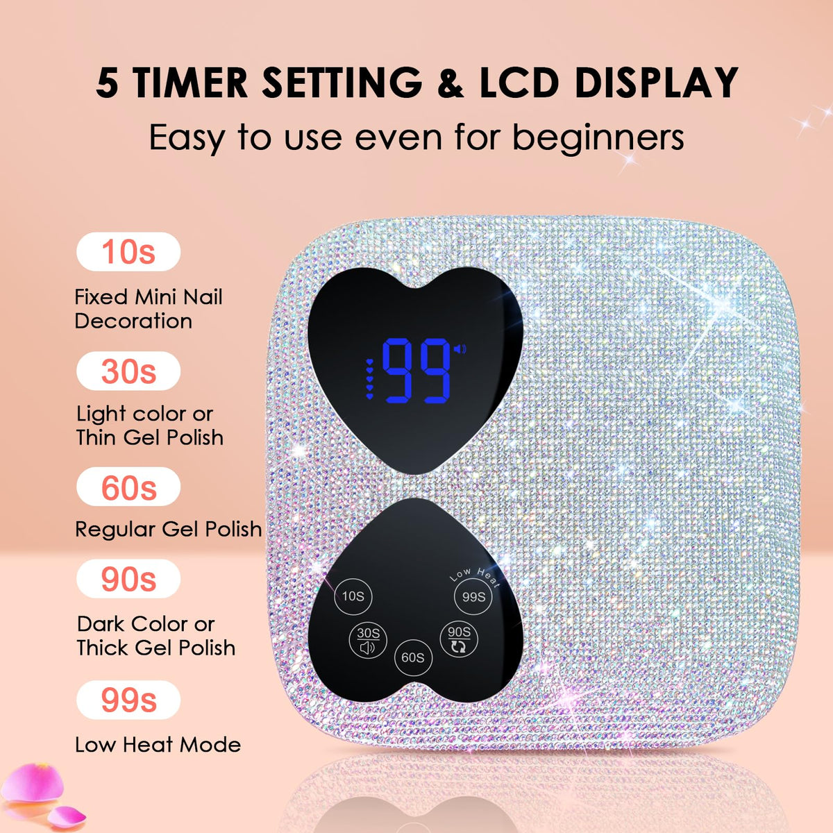 HUITINE 80W Cordless UV LED Nail Lamp for Gel Polish