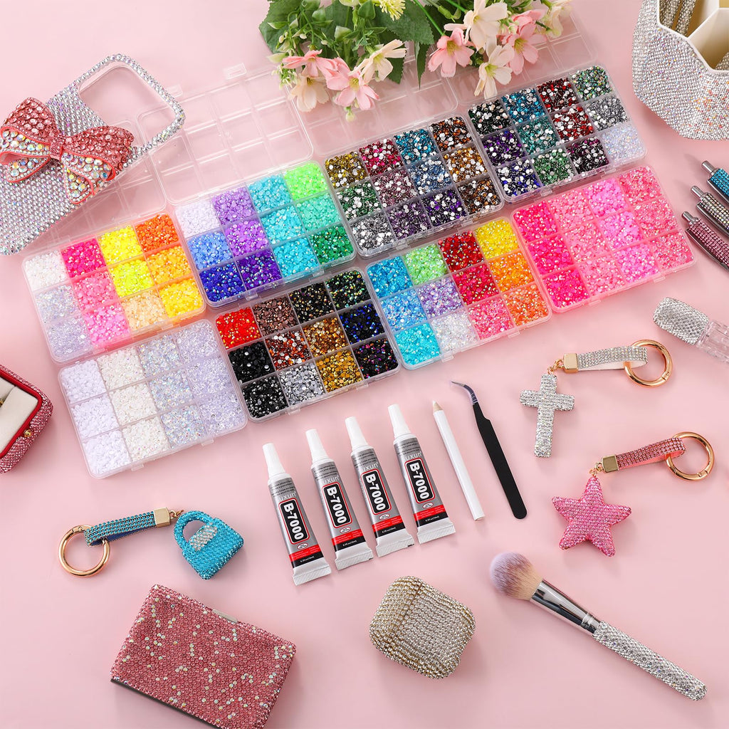 Bedazzling Kit with Flatback Resin Rhinestones and Craft Tools