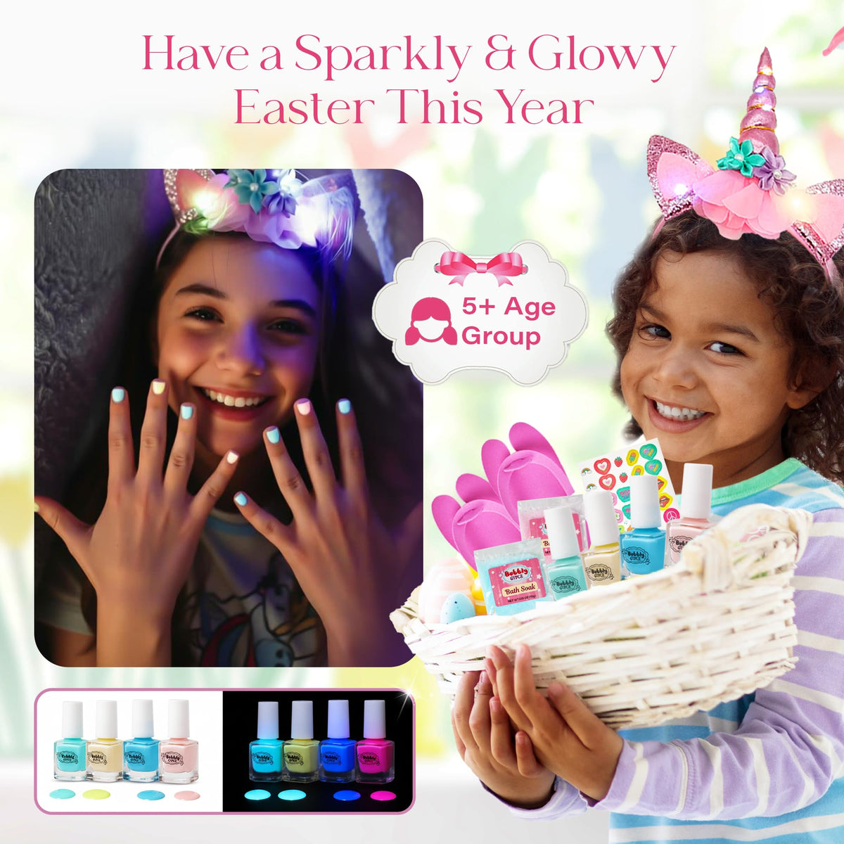 Glow-in-the-Dark Kids Spa Day Kit for Girls, 42+ Pieces