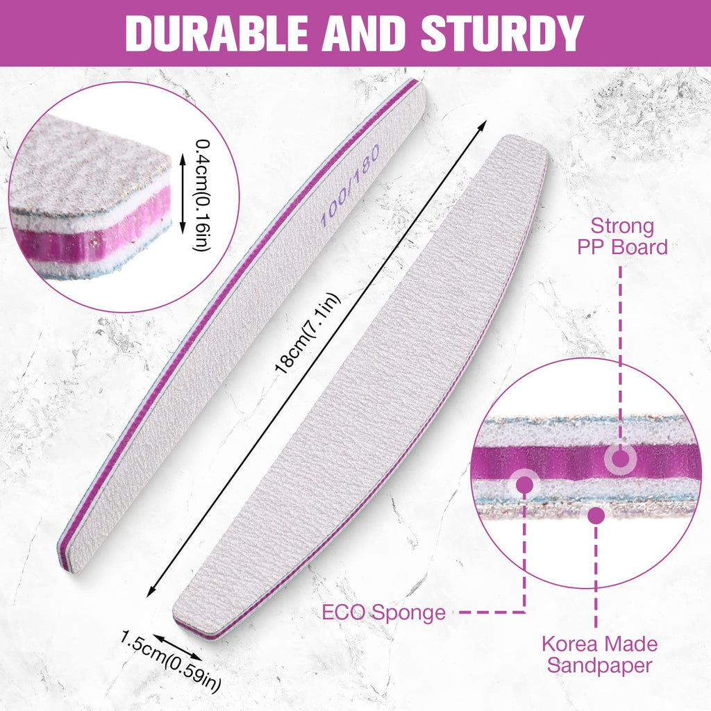150-Piece 100/180 Grit Curved Double-Sided Nail Files