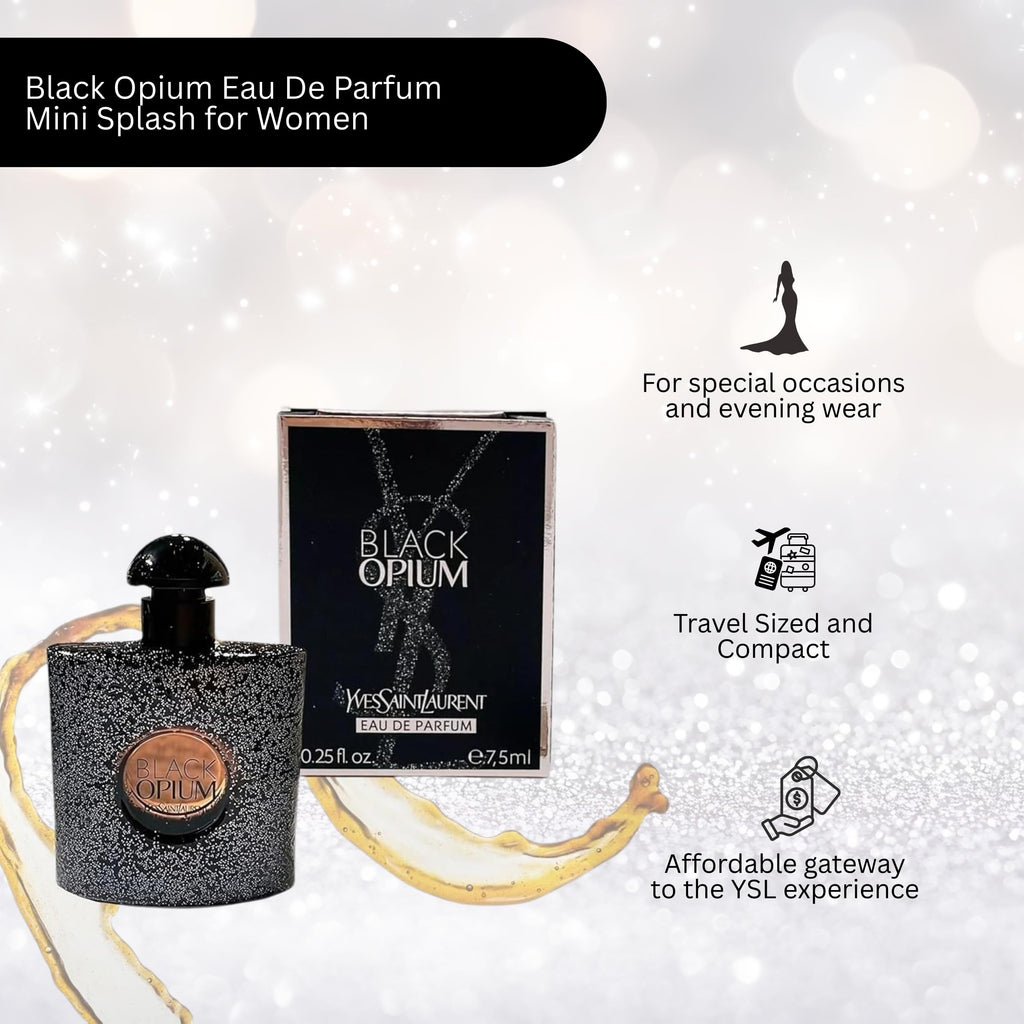 Yves Saint Laurent Black Opium Mini Perfume for Women, 0.25 Oz