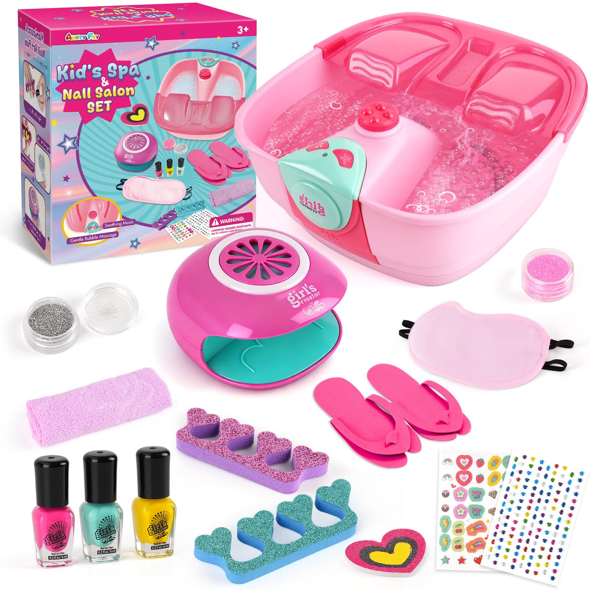 Auntyfey Kids Spa Day Kit for Girls with Foot Spa and Accessories