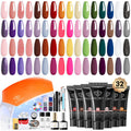 Modelones 133pcs Poly Nail Gel Kit with 32 Colors, Lamp and Nail Art Tools