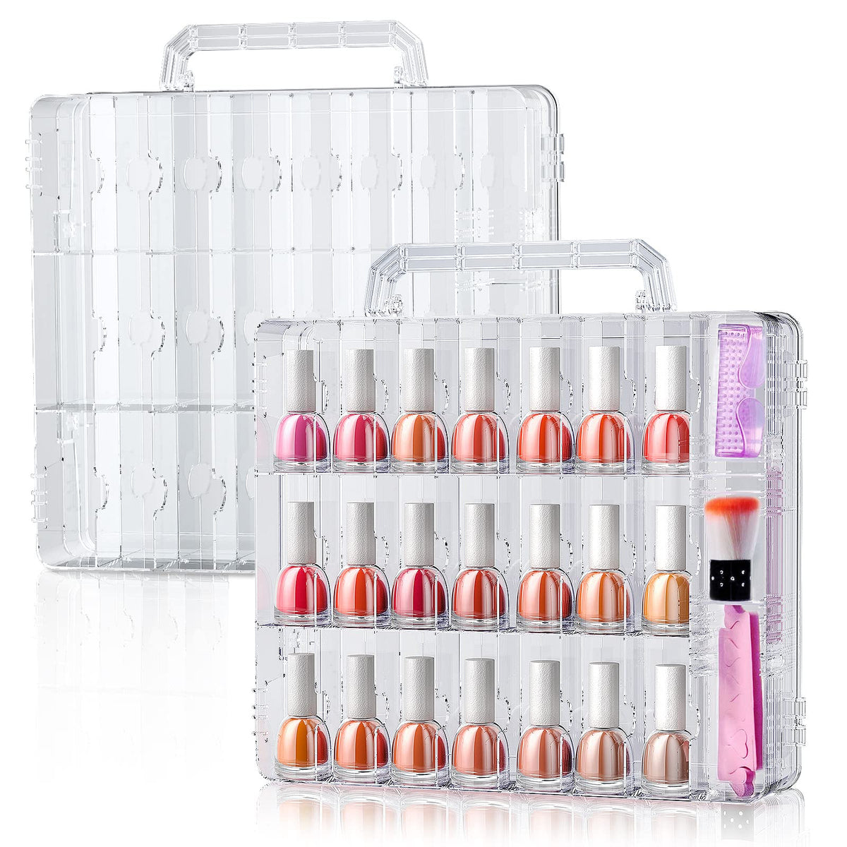 SUBAY Portable Nail Polish Organizer Case with Adjustable Dividers