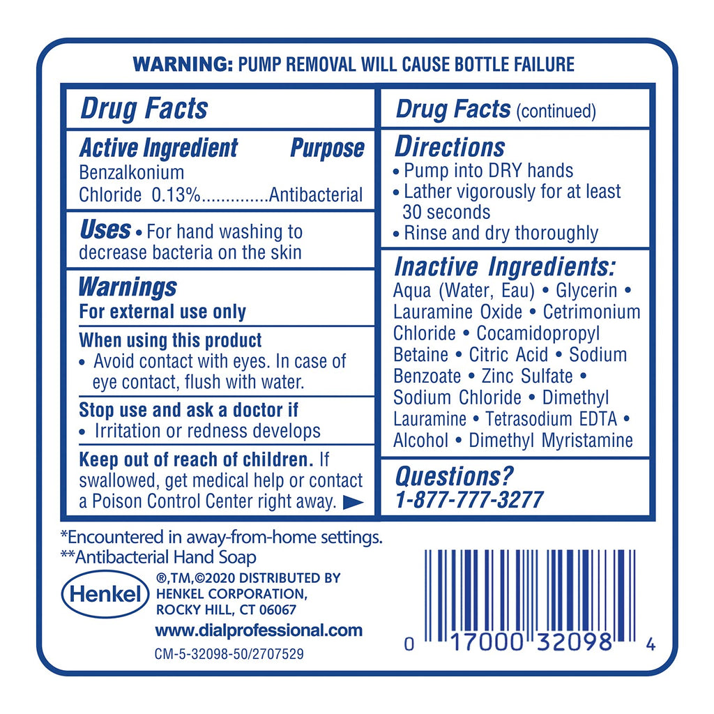 Dial Clean + Gentle Antibacterial Foaming Hand Wash Refill, Fragrance-Free