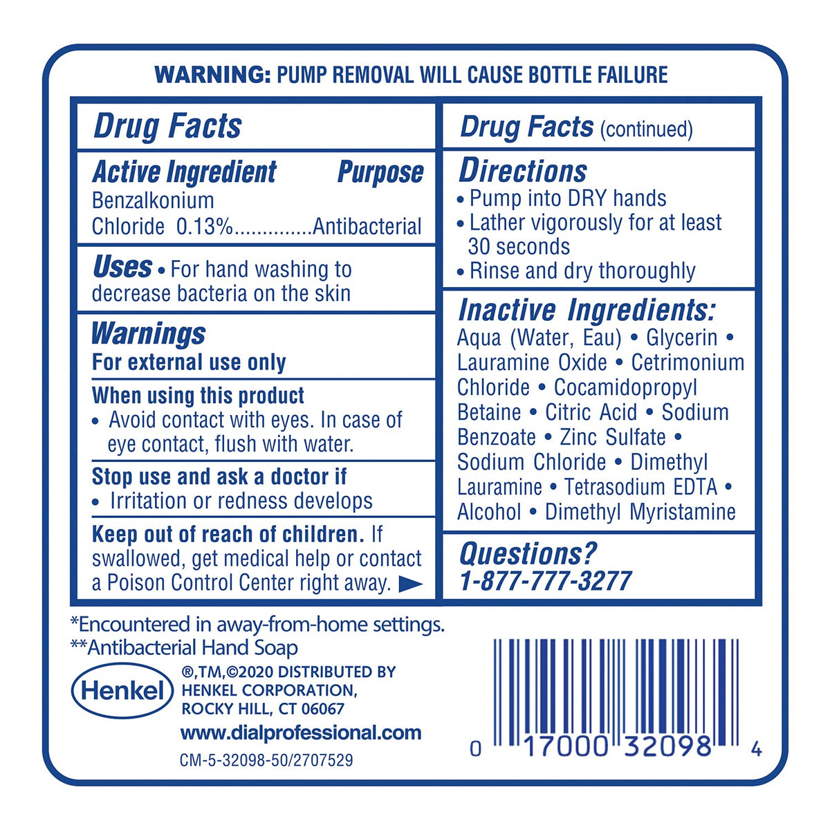 Dial Clean + Gentle Antibacterial Foaming Hand Wash Refill, Fragrance-Free