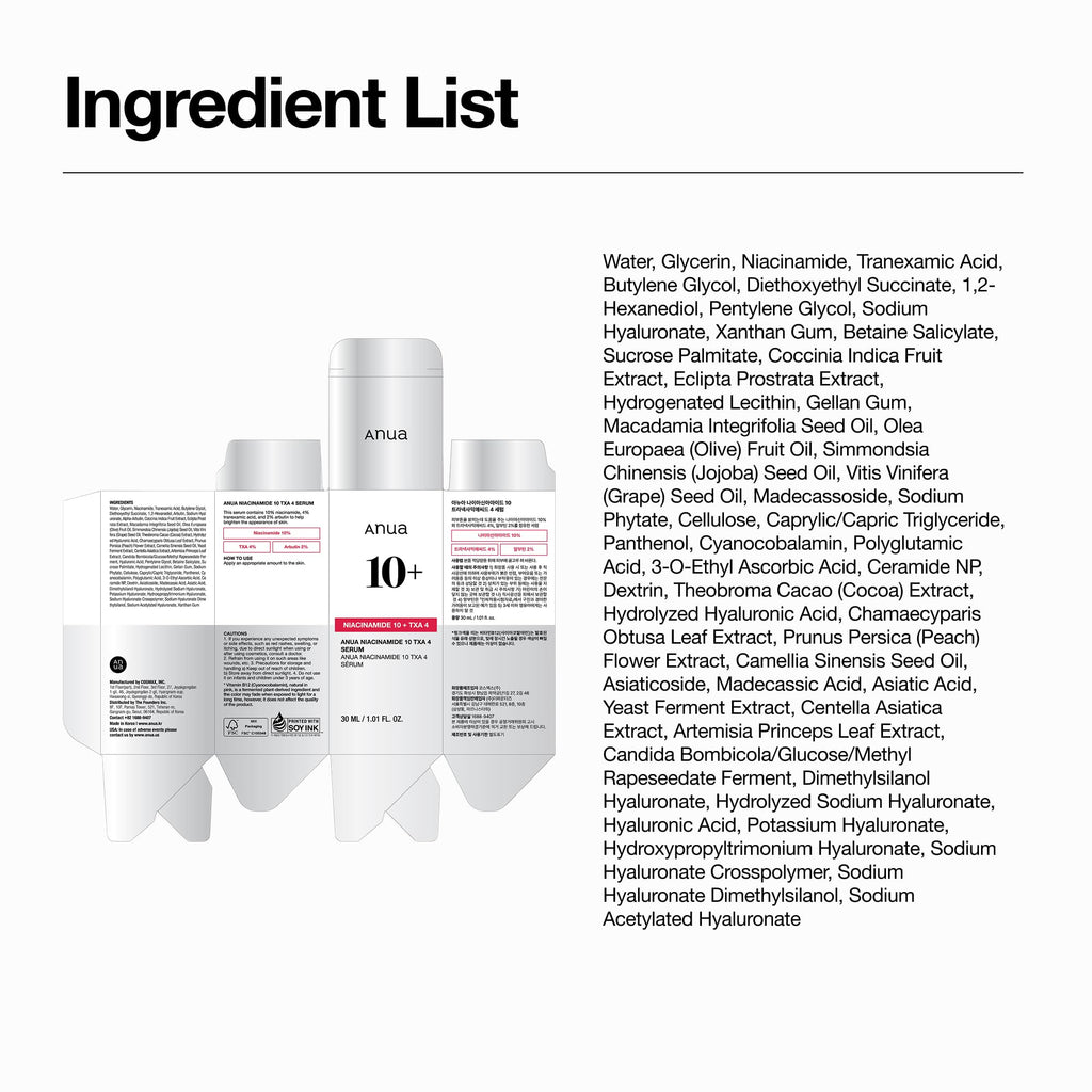 Anua Niacinamide 10% + TXA 4% Dark Spot Care Facial Serum, 1.01 fl oz
