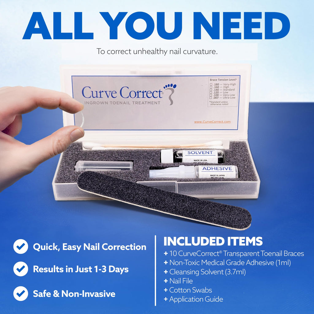 CurveCorrect Ingrown Toenail Treatment Kit with Clear Nail Braces