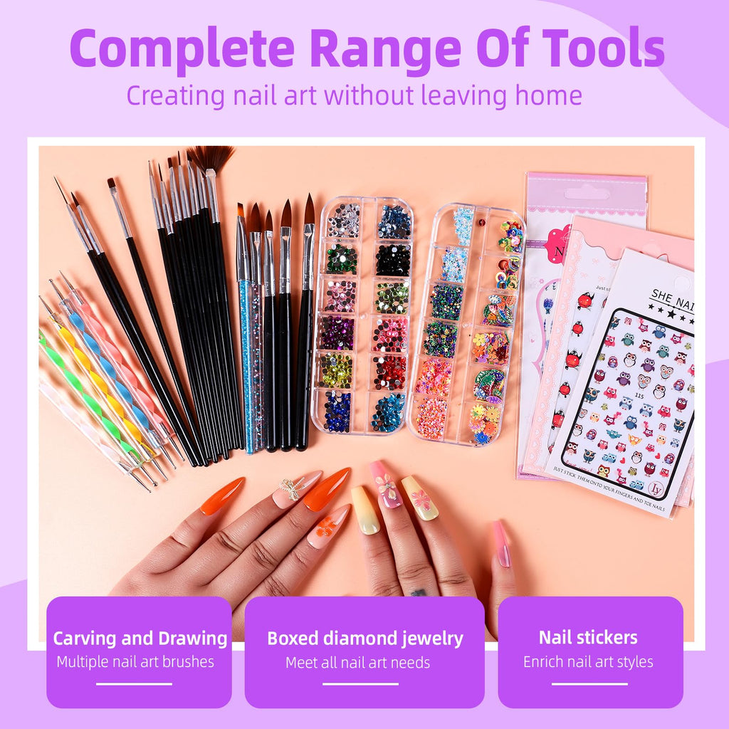 Major Dijit Acrylic Nail Kit with Drill, UV LED Lamp and Nail Art Tools