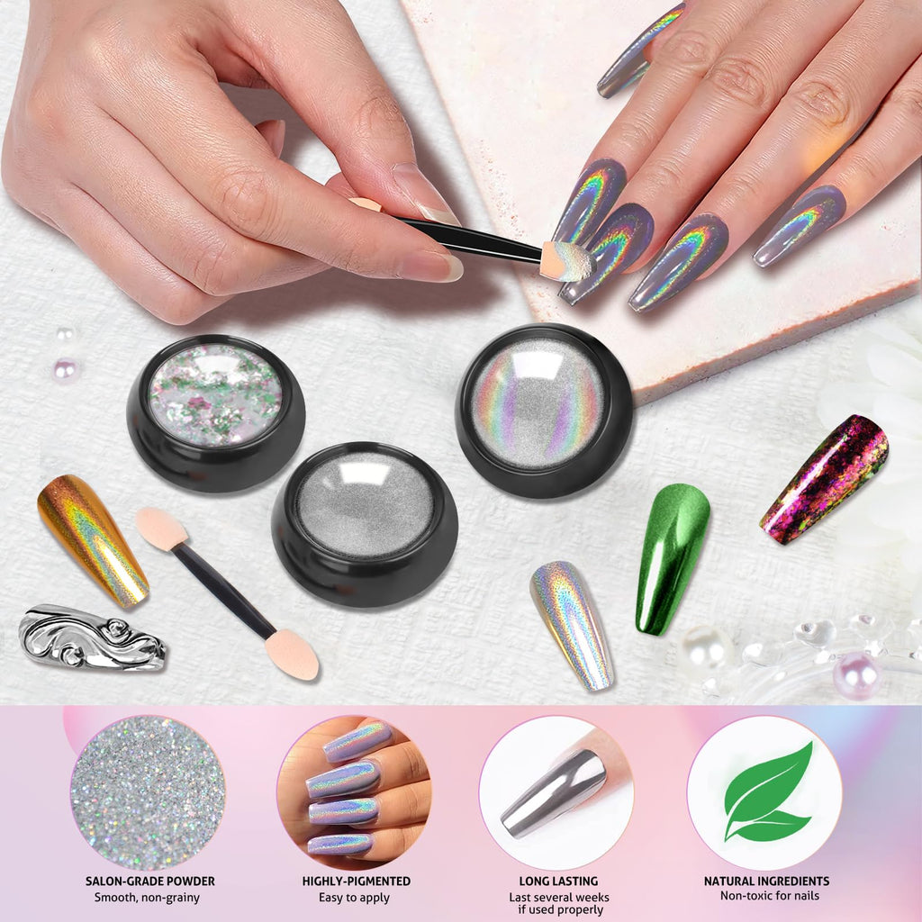 Mirror Chrome Nail Powder Set for Nail Art