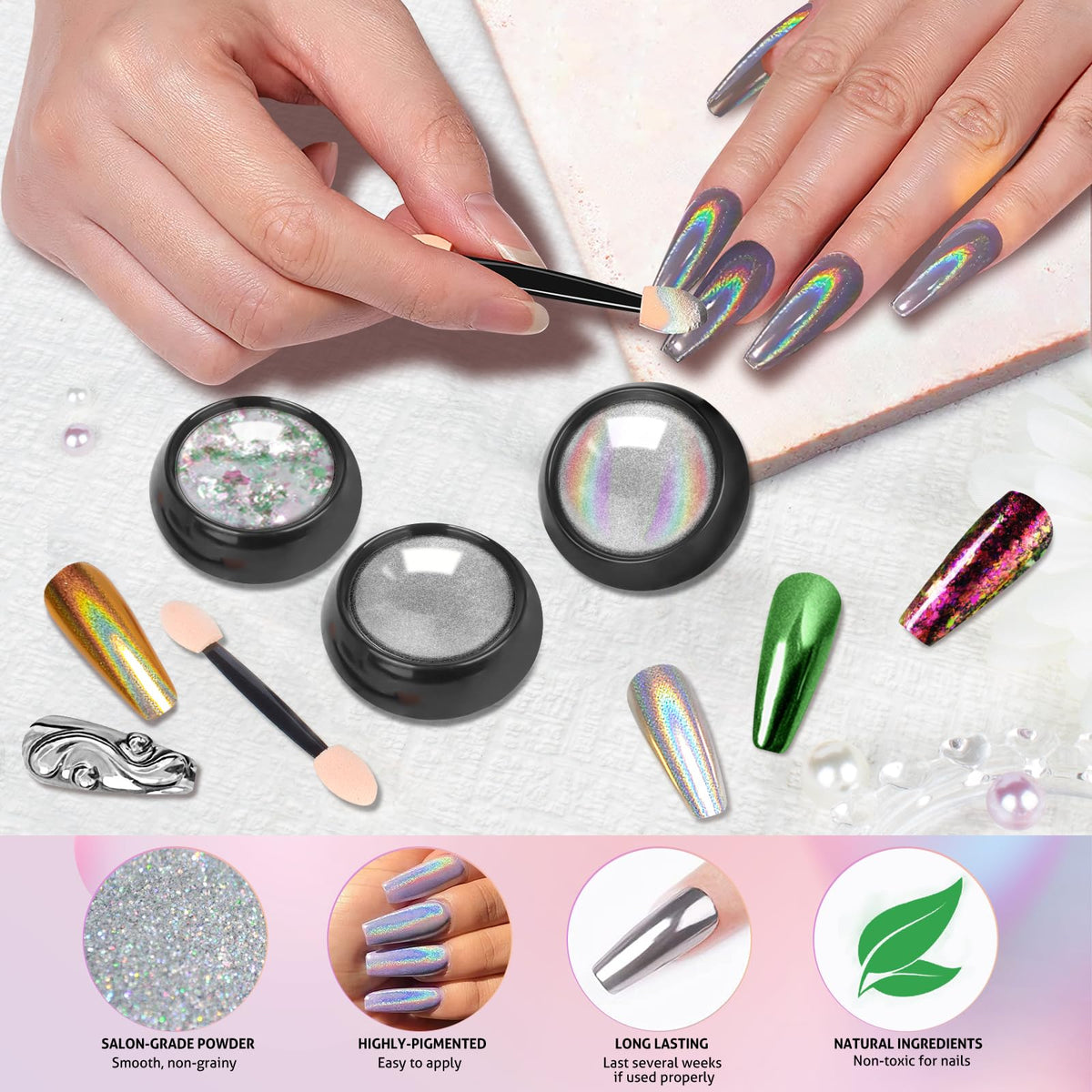 Mirror Chrome Nail Powder Set for Nail Art