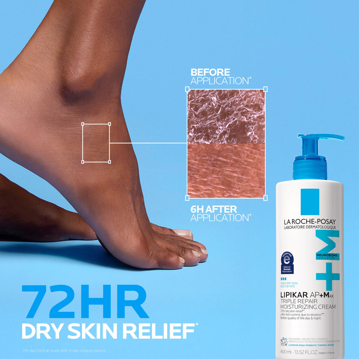 La Roche-Posay Lipikar AP+Max Triple Repair Moisturizing Body Cream, 13.52 oz
