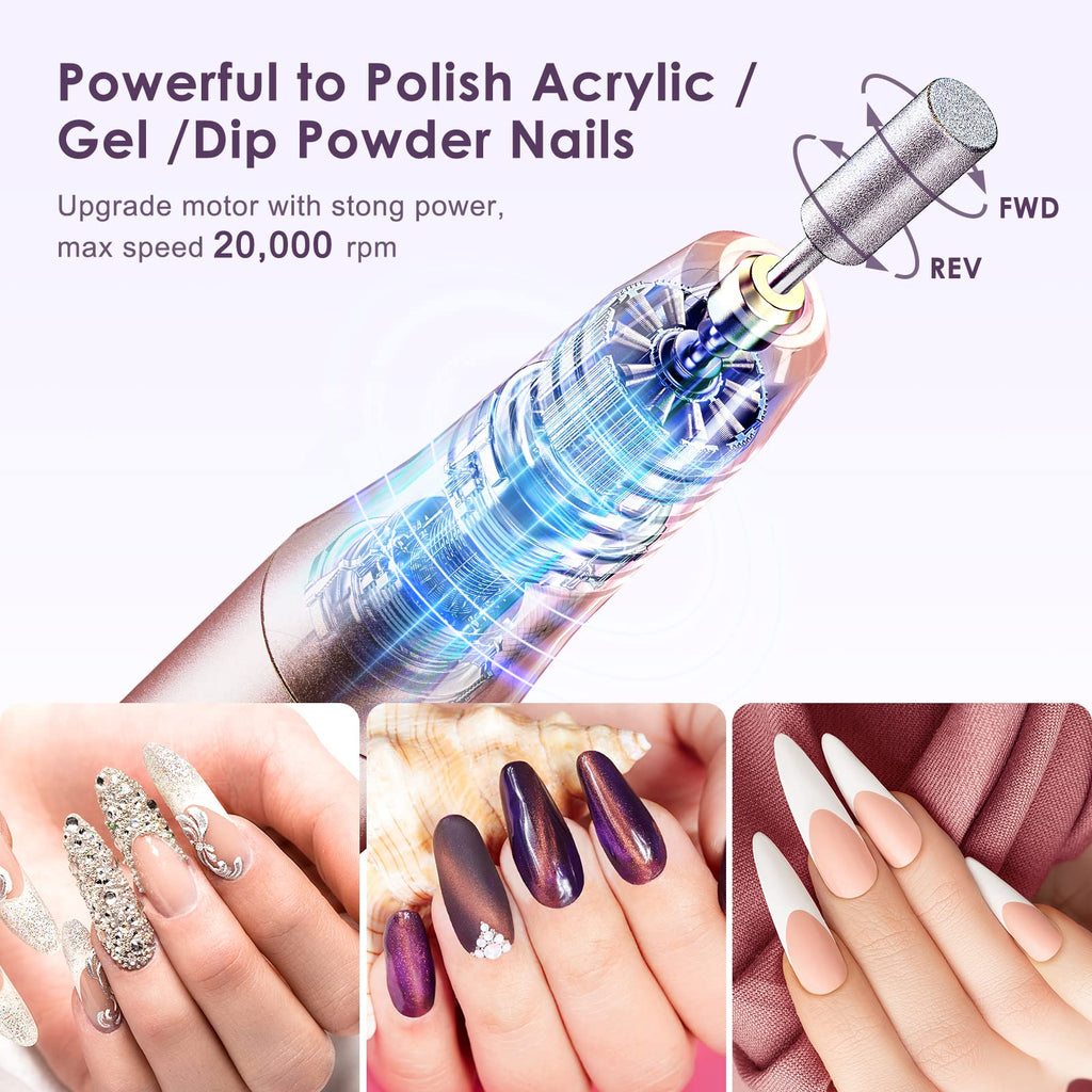 COSLUS C20 Cordless Nail Drill Electric File Kit for Manicure & Pedicure