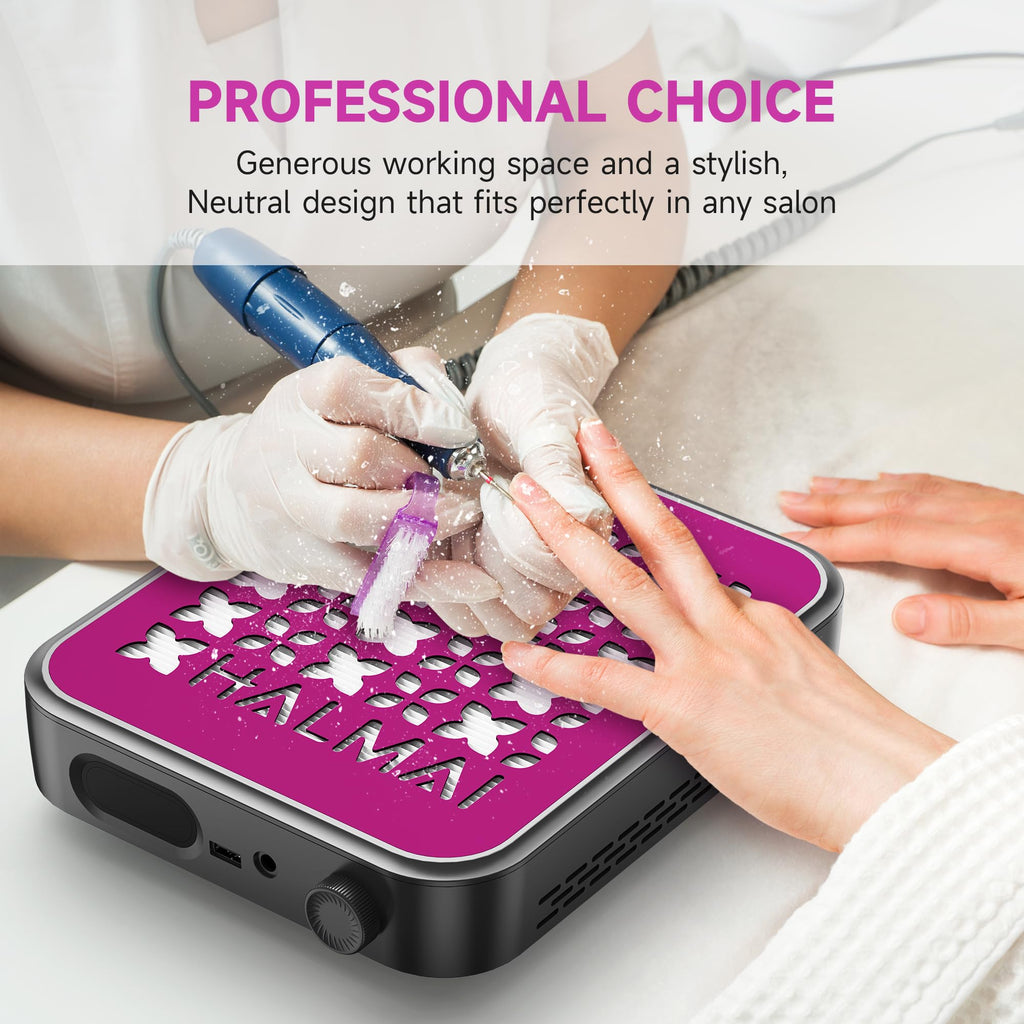 HALMAI Nail Dust Collector with 800Pa Suction and Reusable HEPA Filter