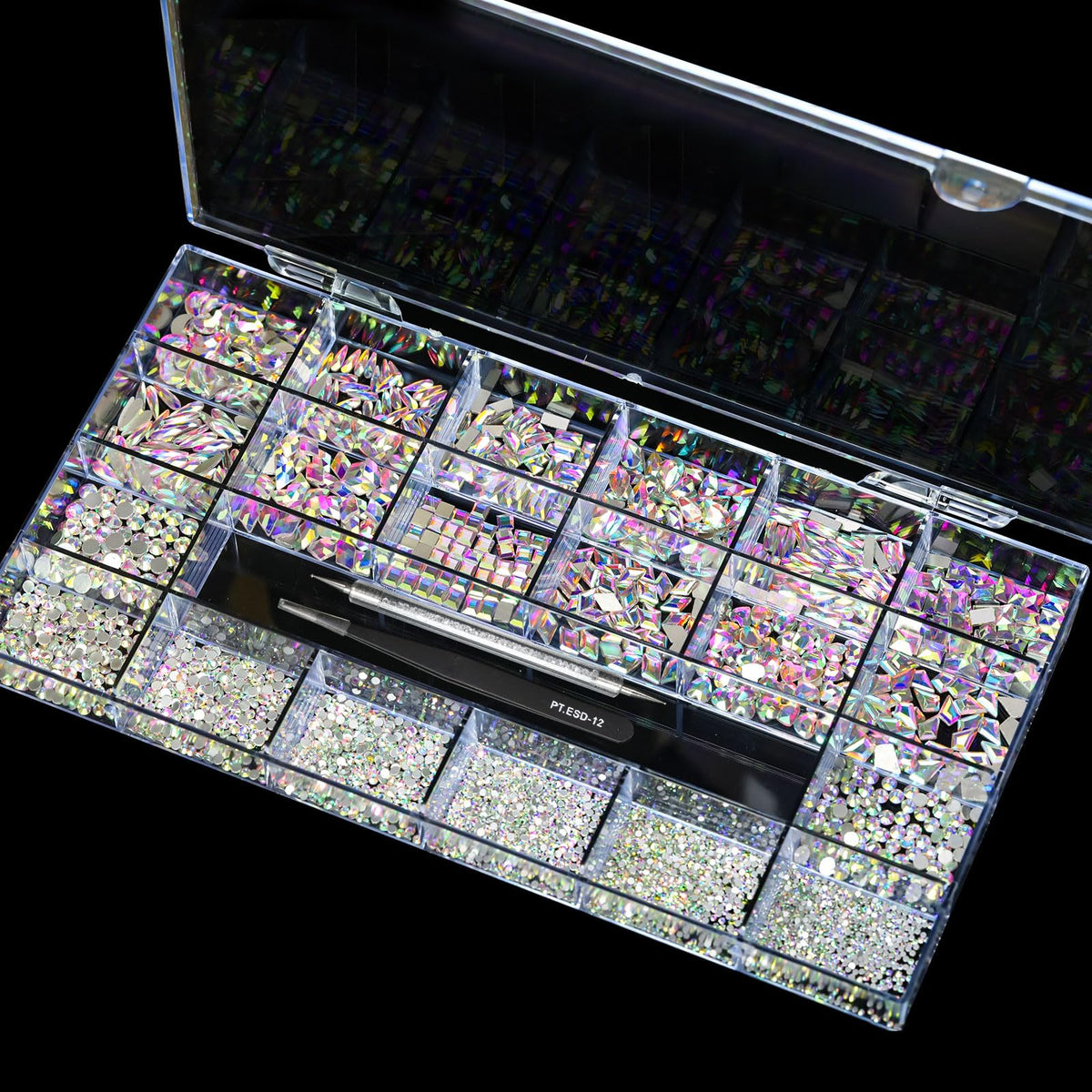 Yzzseven Flatback Glass Rhinestone Crystals for Nail Art and DIY Crafts