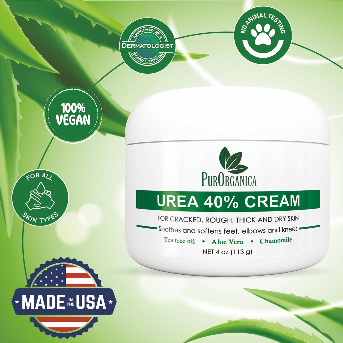 PurOrganica Urea 40% Maximum Strength Foot Cream