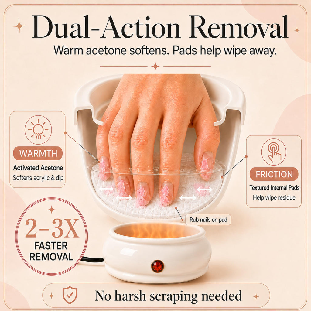 Willowash Electric Heated Acetone Nail Remover Bowl Kit for Acrylic & Dip Powder