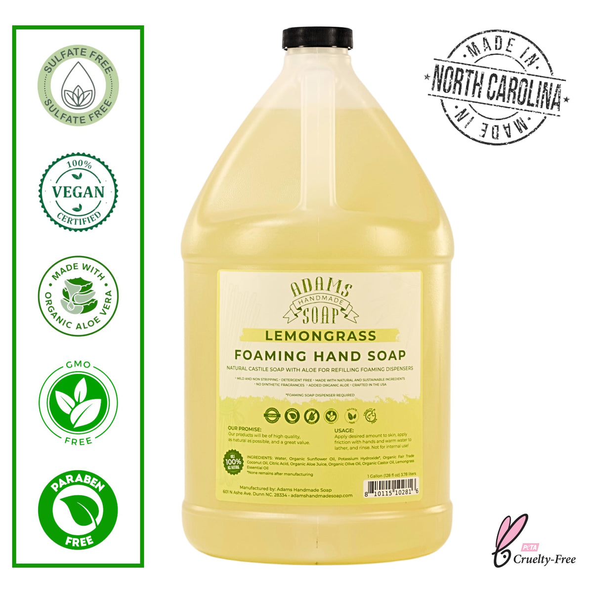 Adams Handmade Soap Liquid Foaming Castile Soap
