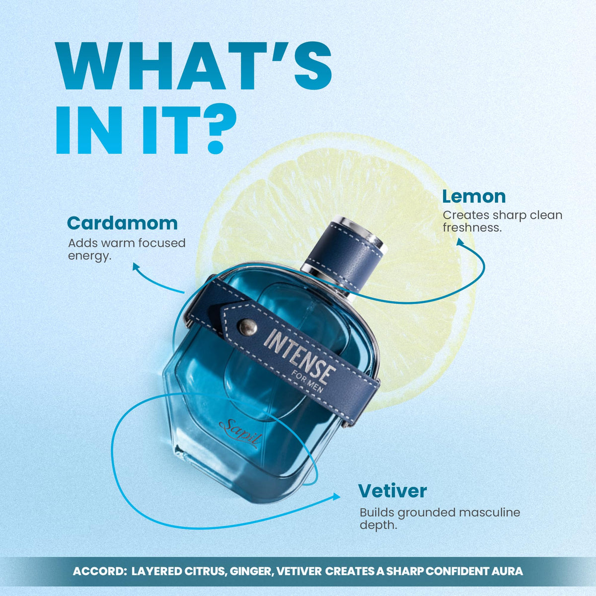 Sapil Intense Perfume for Men Lemon Vetiver Eau de Toilette 100ml