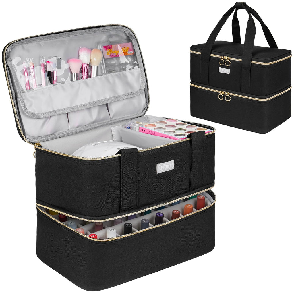 Nail Polish Organizer Bag for 40+ Bottles with Double-Layer Storage
