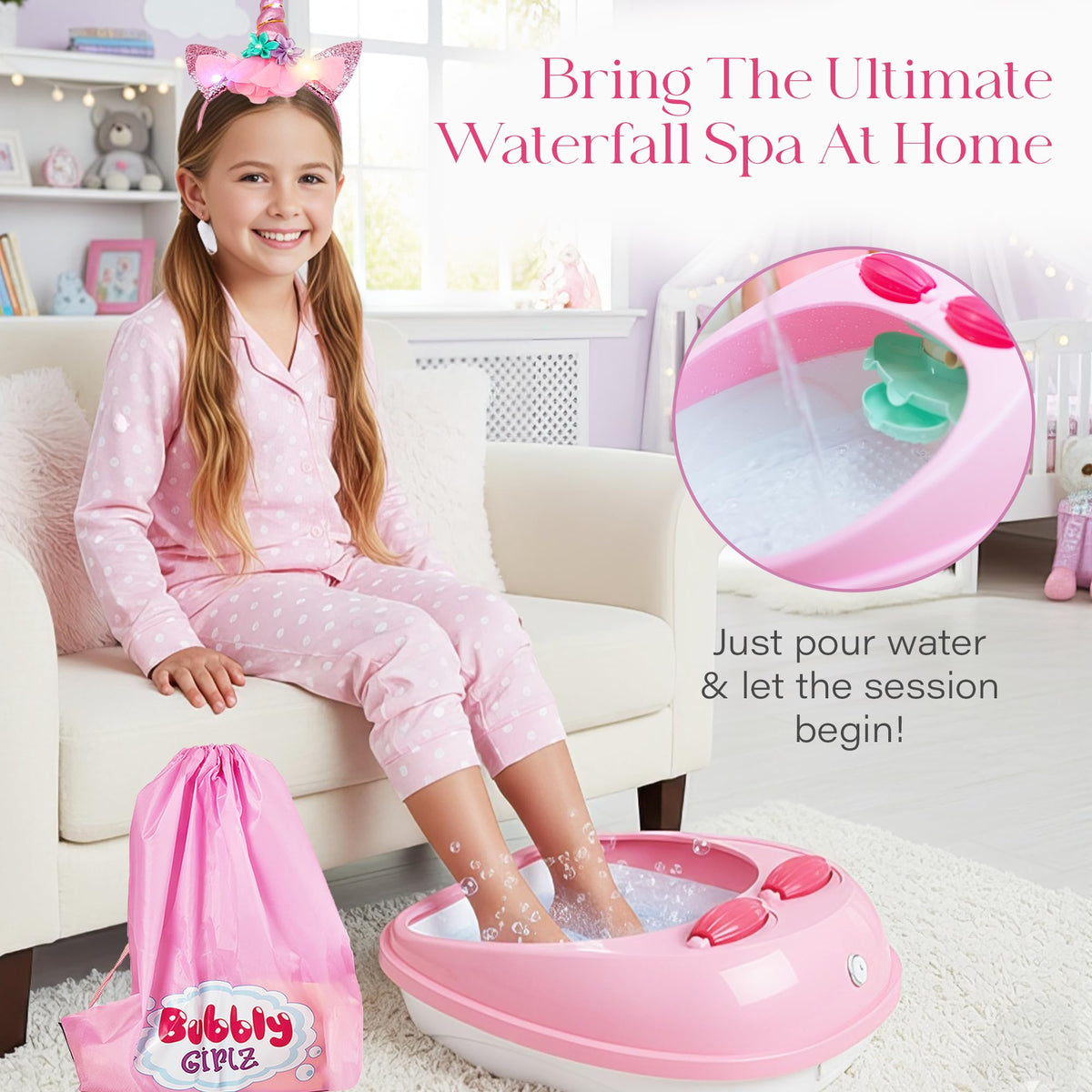 Glow-in-the-Dark Kids Spa Day Kit for Girls, 42+ Pieces