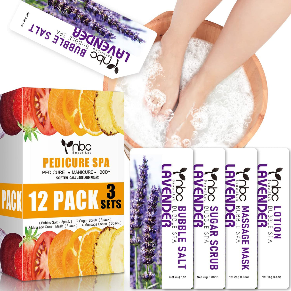 Pedicure Foot Spa Kit, 4-Step Foot Care Set