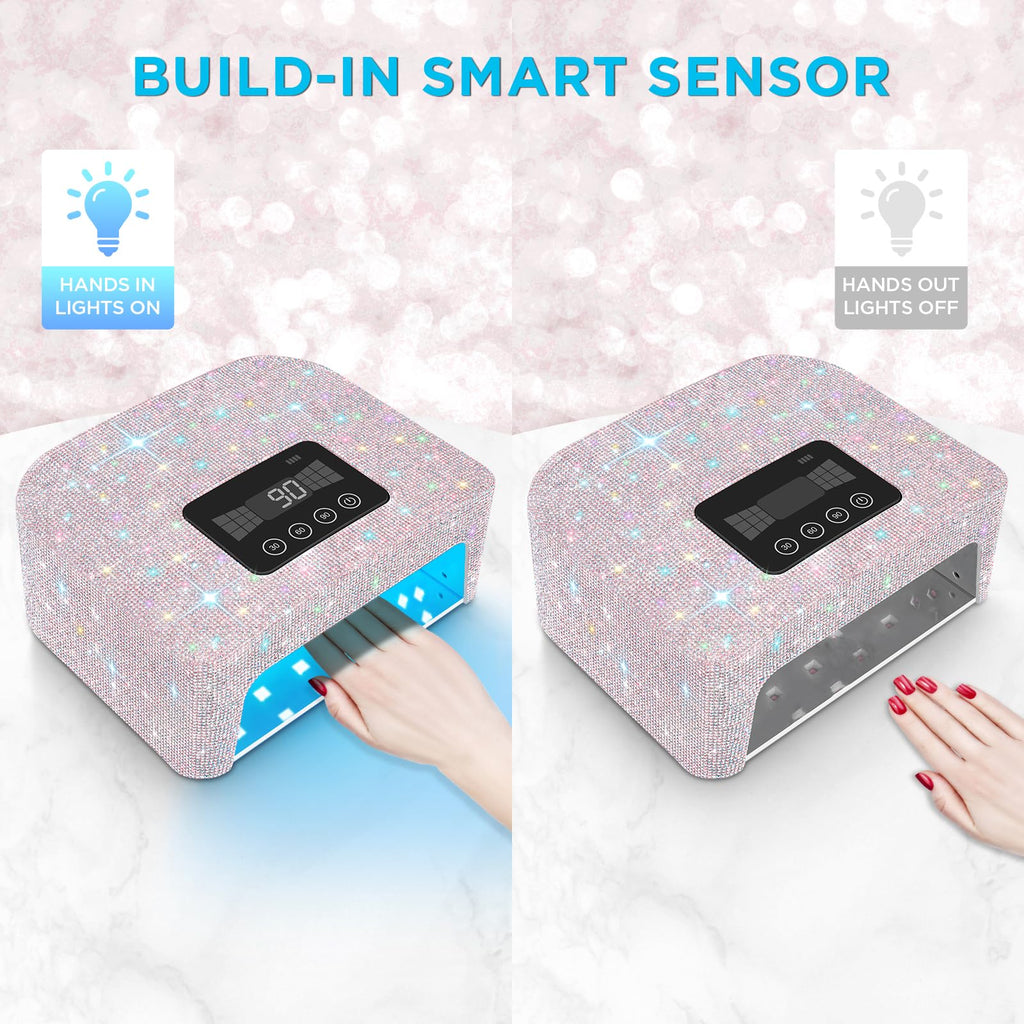 Aedavey Cordless UV LED Nail Lamp with Rhinestones, Rechargeable Gel Nail Light