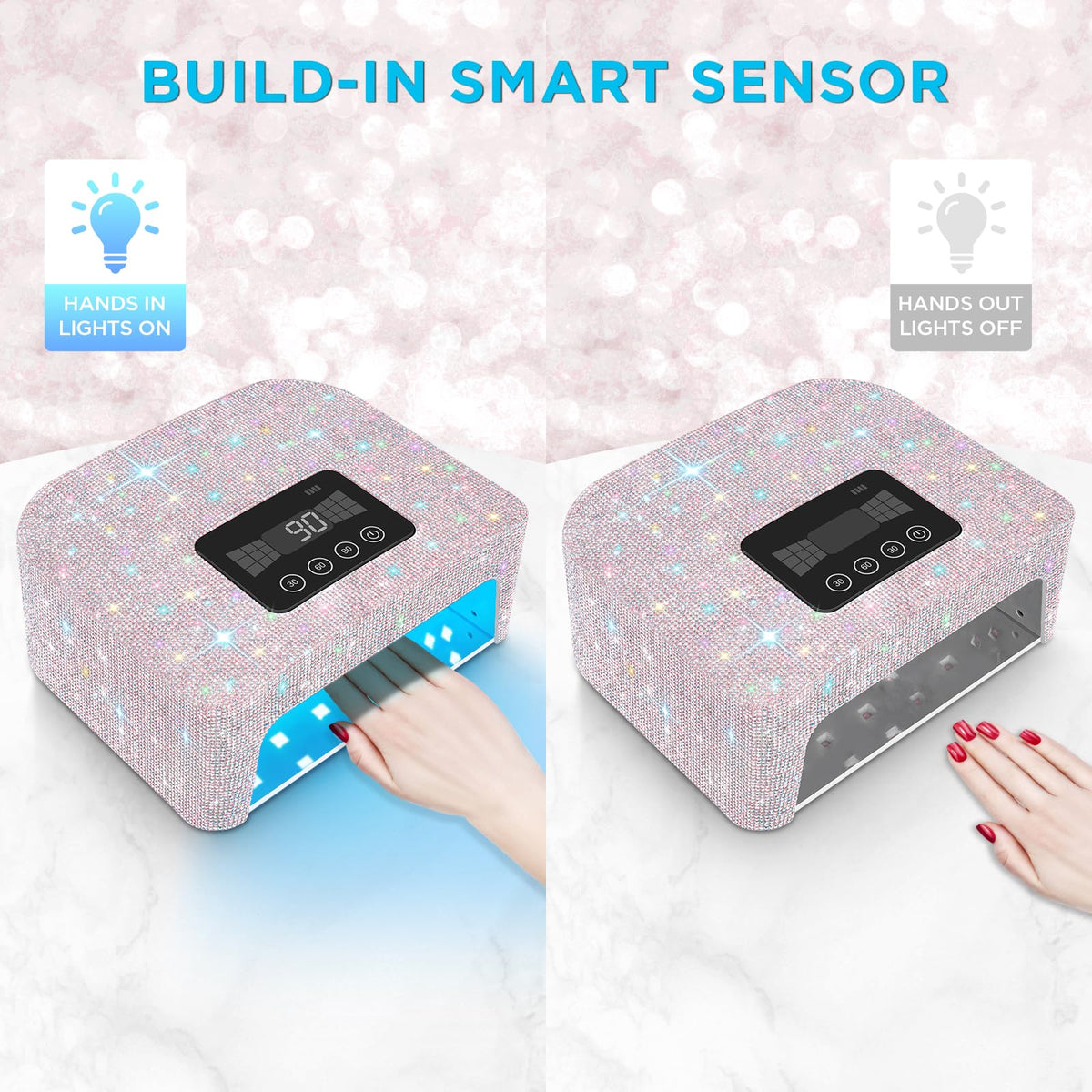 Aedavey Cordless UV LED Nail Lamp with Rhinestones, Rechargeable Gel Nail Light