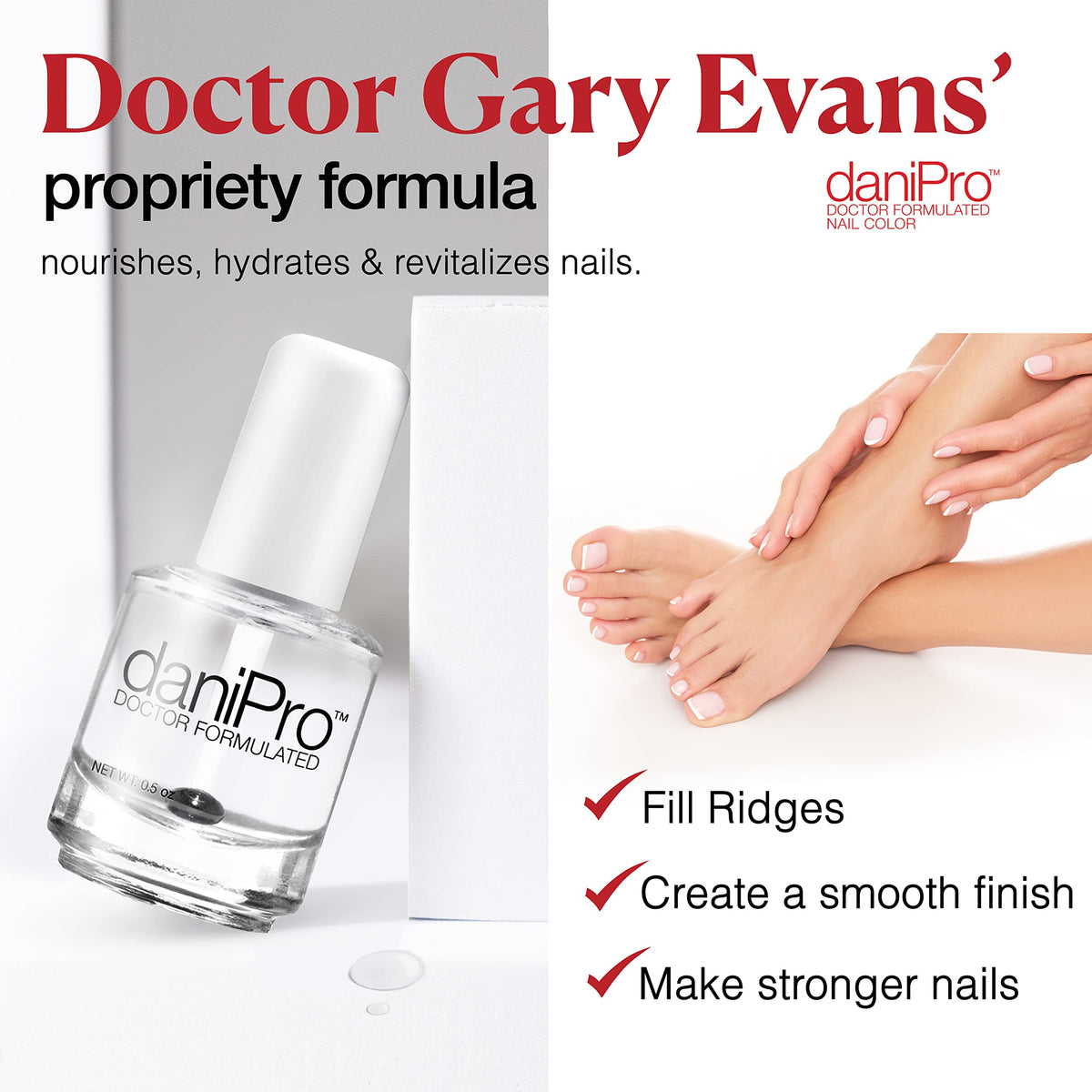 daniPro Doctor-Formulated Clear Base Coat Nail Polish with Biotin