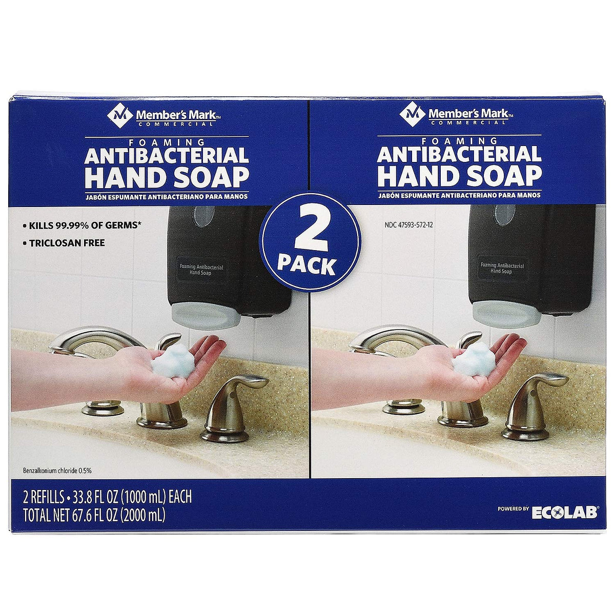 Proforce/Members Mark Commercial Foaming Antibacterial Hand Soap Refills, 2 Pack