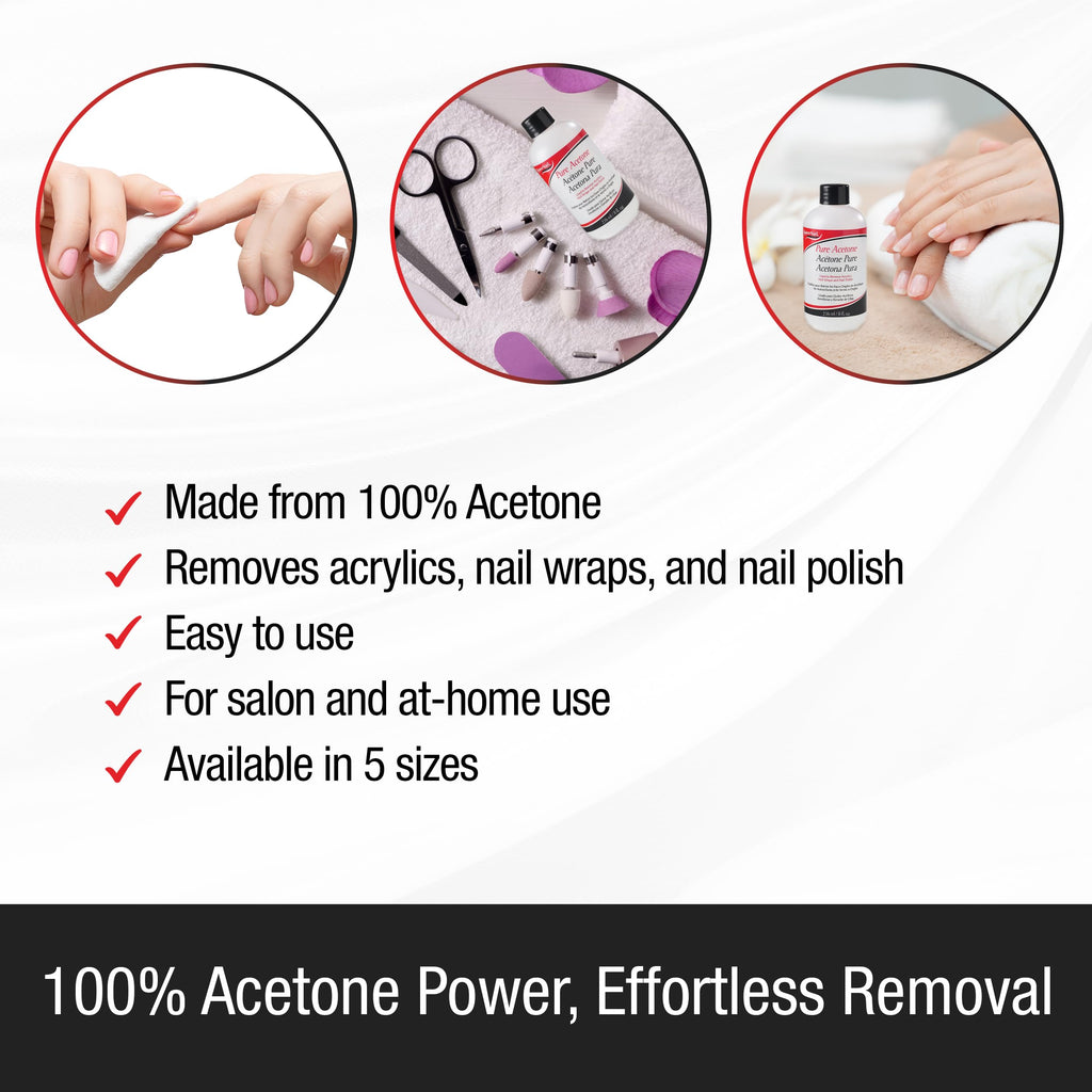 Supernail Pure Acetone Nail Polish Remover, 8 oz Pack of 6