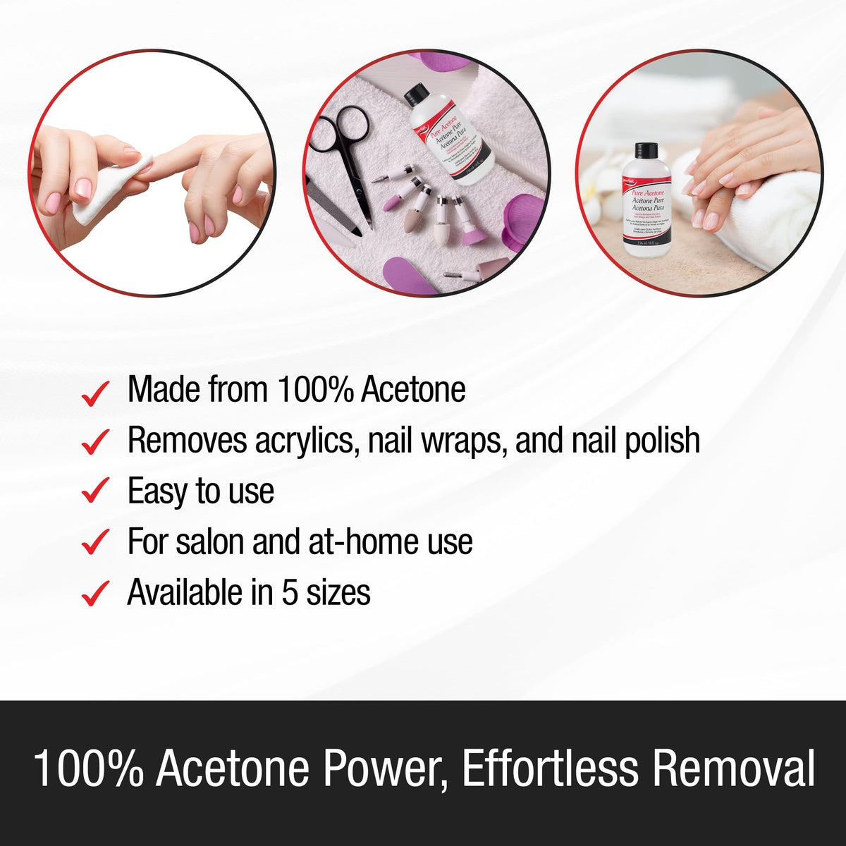 Supernail Pure Acetone Nail Polish Remover, 8 oz Pack of 6