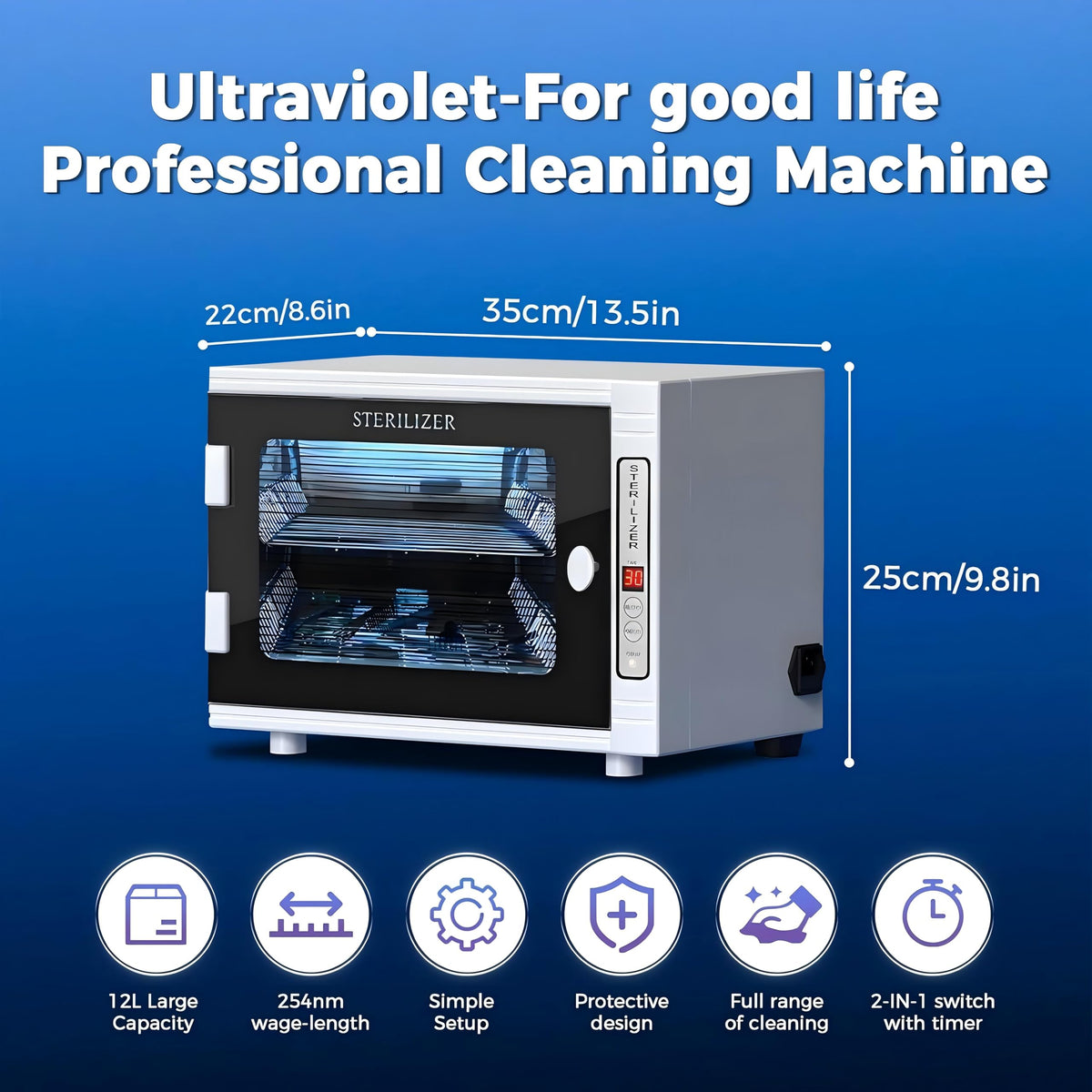 Smiledt 12L UV Lighting Sterilizer Autoclave Machine with Timer