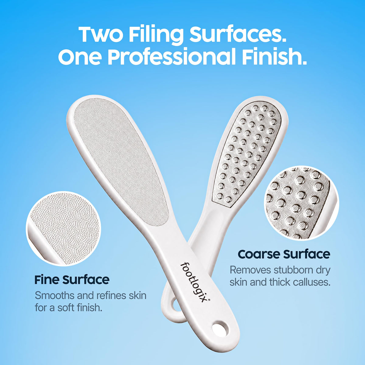 Footlogix Double-Sided Stainless Steel Foot File with Rubberized Handle