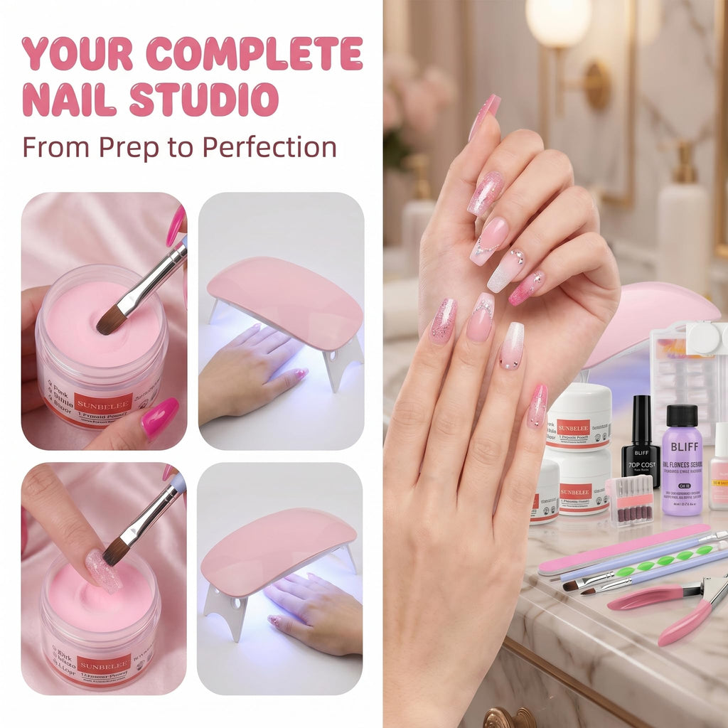 Professional Acrylic Nail Kit with UV Lamp, Drill & Nail Art Tools