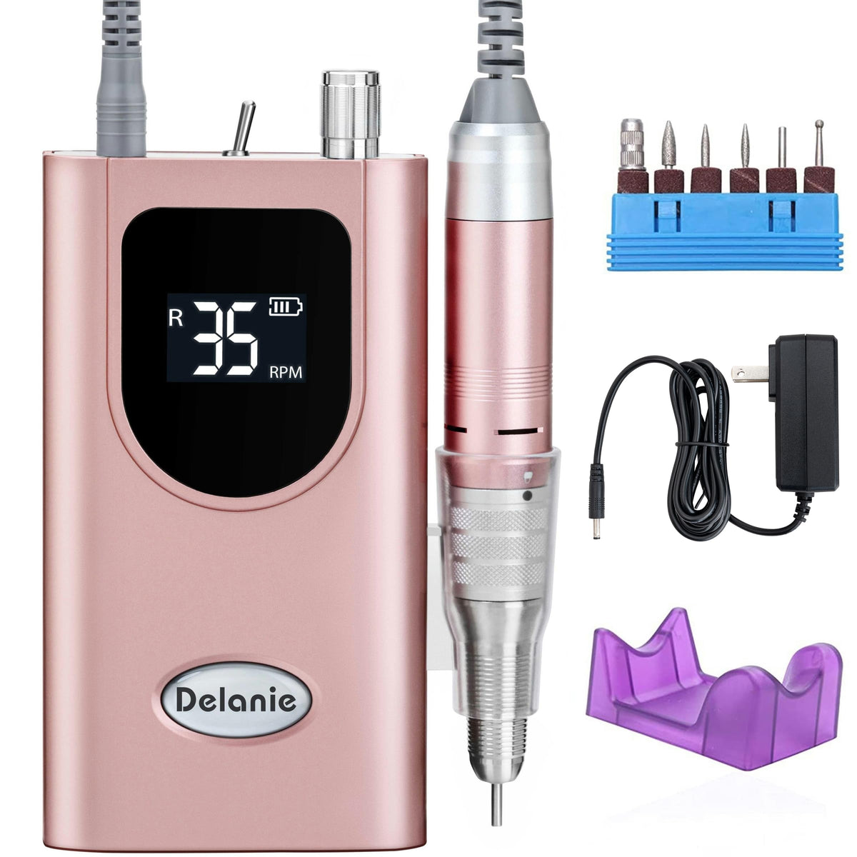 Delanie Professional Nail Drill 35000 RPM Rechargeable Electric Nail File