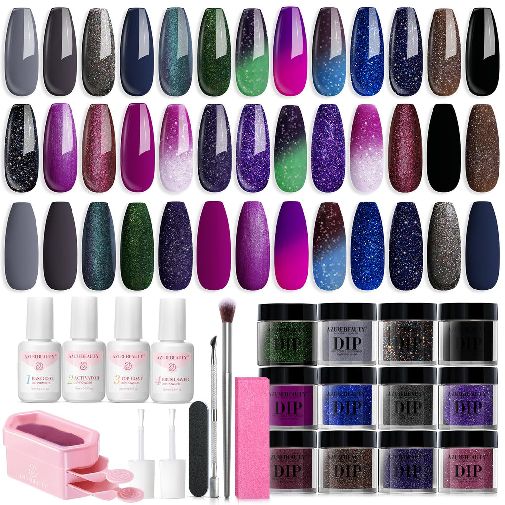 AzureBeauty Dip Powder Nail Kit Starter Set with Base, Top Coat and Activator