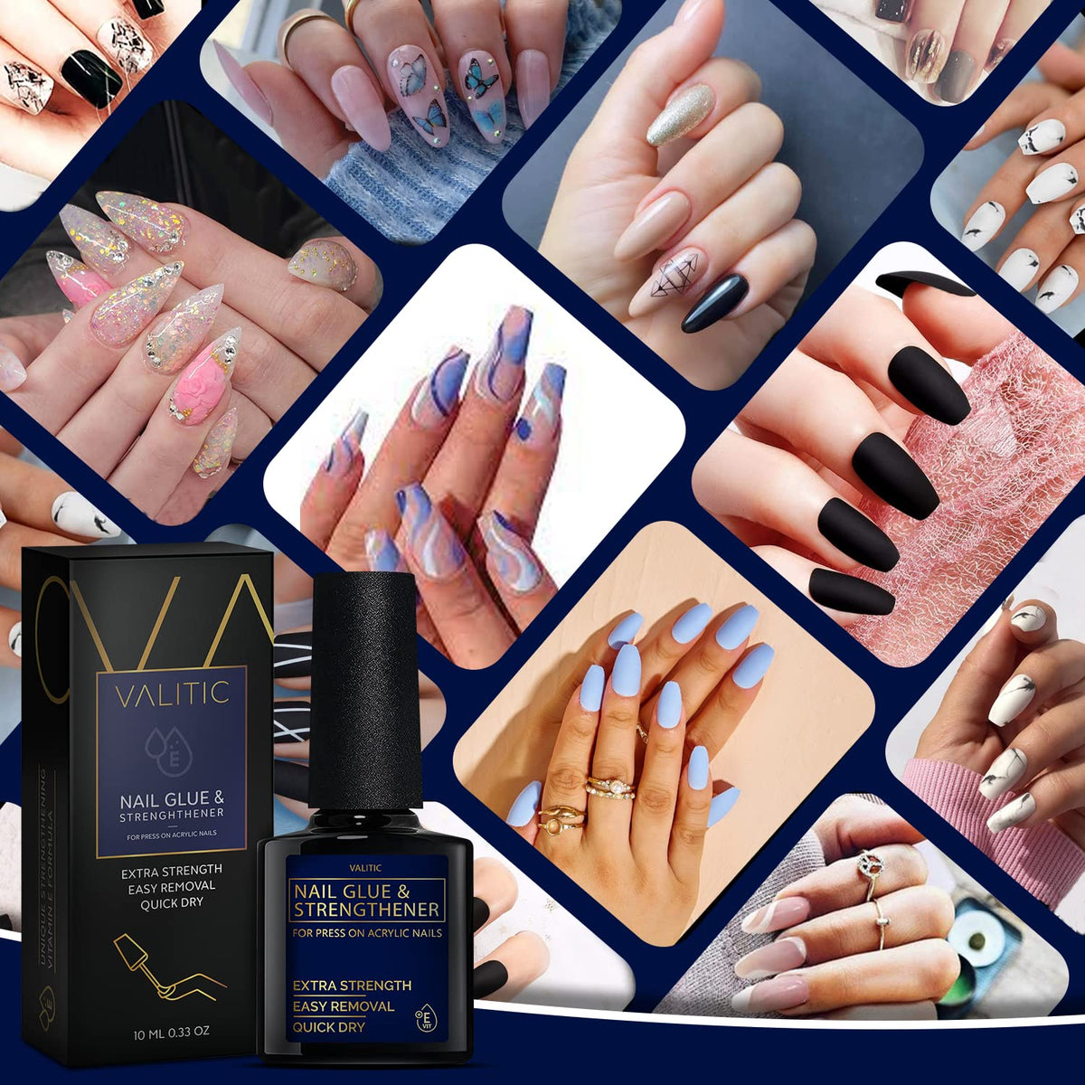 Valitic Nail Glue and Strengthener for Acrylic and Press-On Nails