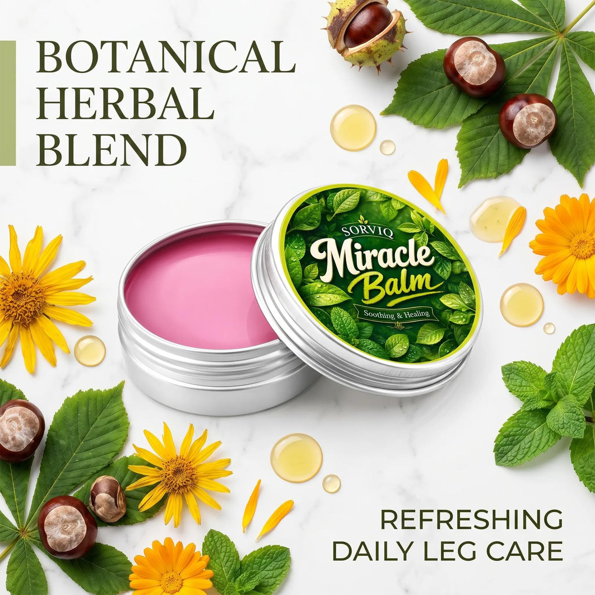 Sorviq Miracle Balm for Varicose Veins, Lightweight Leg Care Formula