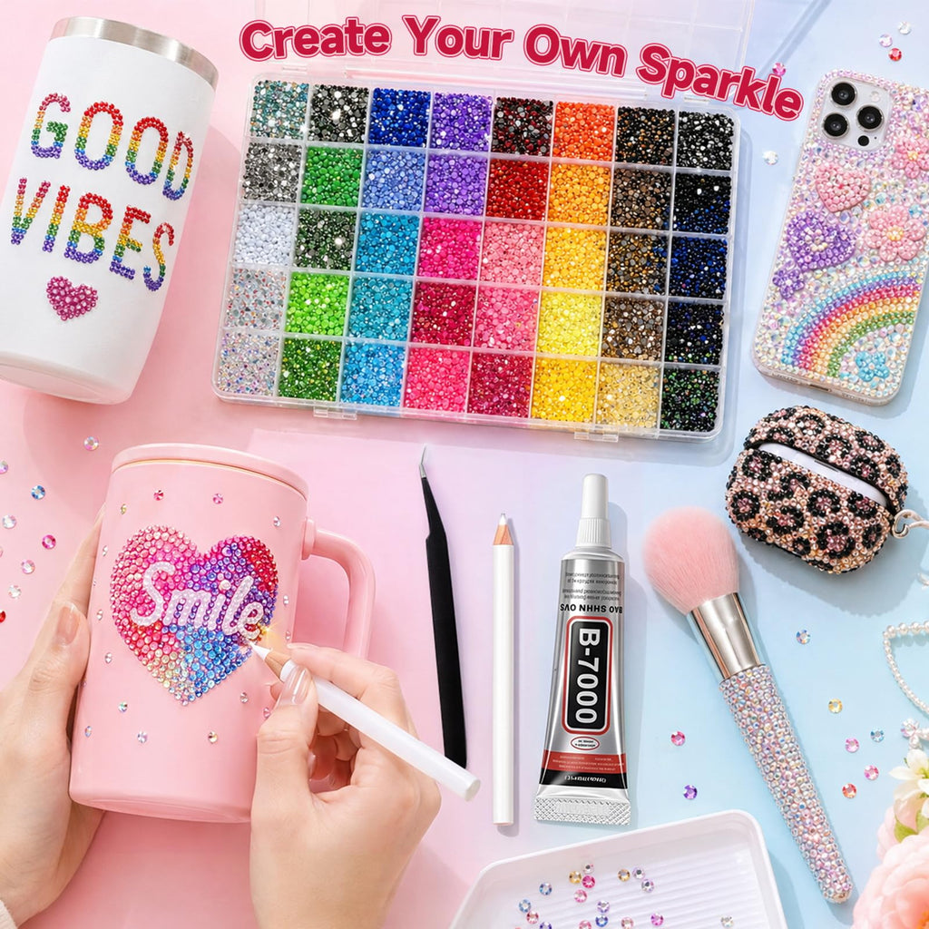 40000-Piece 40-Color Bedazzling Kit with Resin Rhinestones