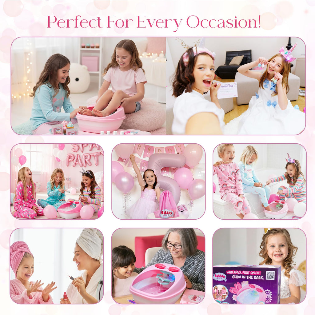 Glow-in-the-Dark Kids Spa Day Kit for Girls, 42+ Pieces