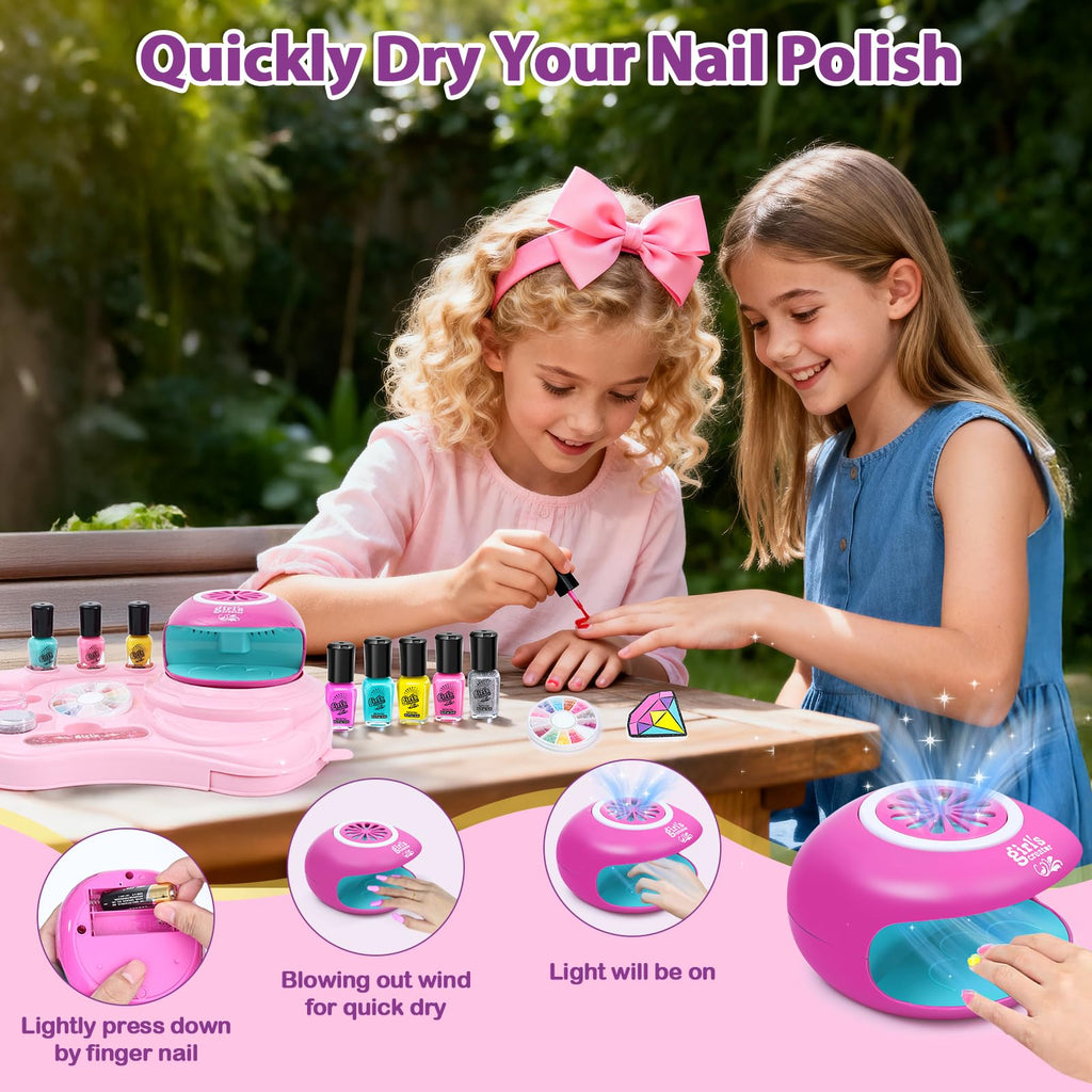Combaybe Kids Nail Polish Set with Peelable Polish and Nail Dryer